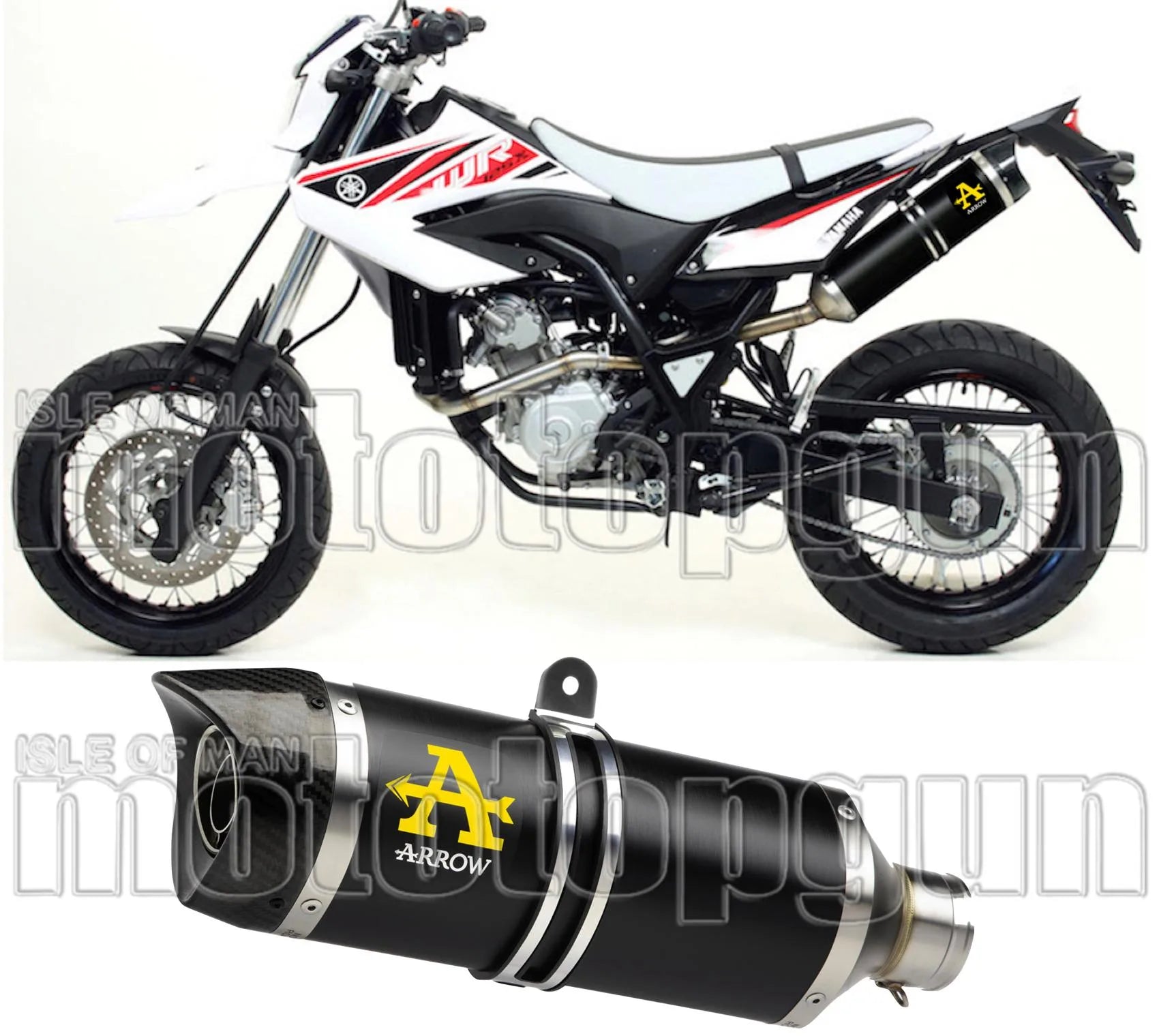 Tubo De Escape Con Homologación Acústica Thunder Aluminio Negro Carbono - Arrow Special Parts Compatible Con Yamaha Wr 125 X (2009-2016)