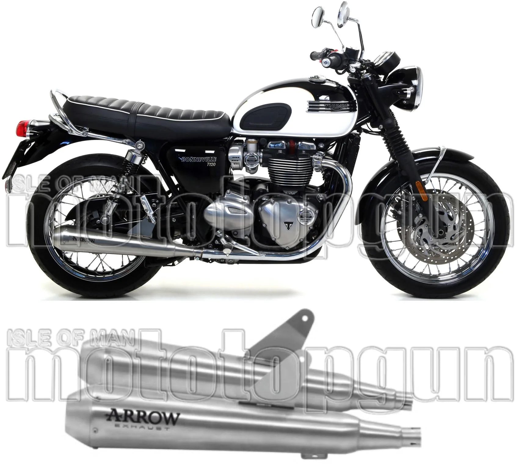Escape Doble Con Homologación Acústica Pro-Racing Nichrom Acero - Arrow Special Parts Compatible Con Triumph Bonneville T100 (2017-2020)
