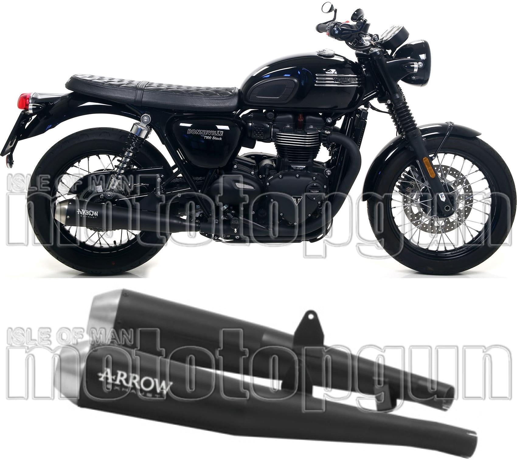 Dual Exhaust System With Sound Certification Pro-Racing Black Nichrom Stainless Steel - Arrow Special Parts Compatible With Triumph Bonneville T120 (2016-2019)