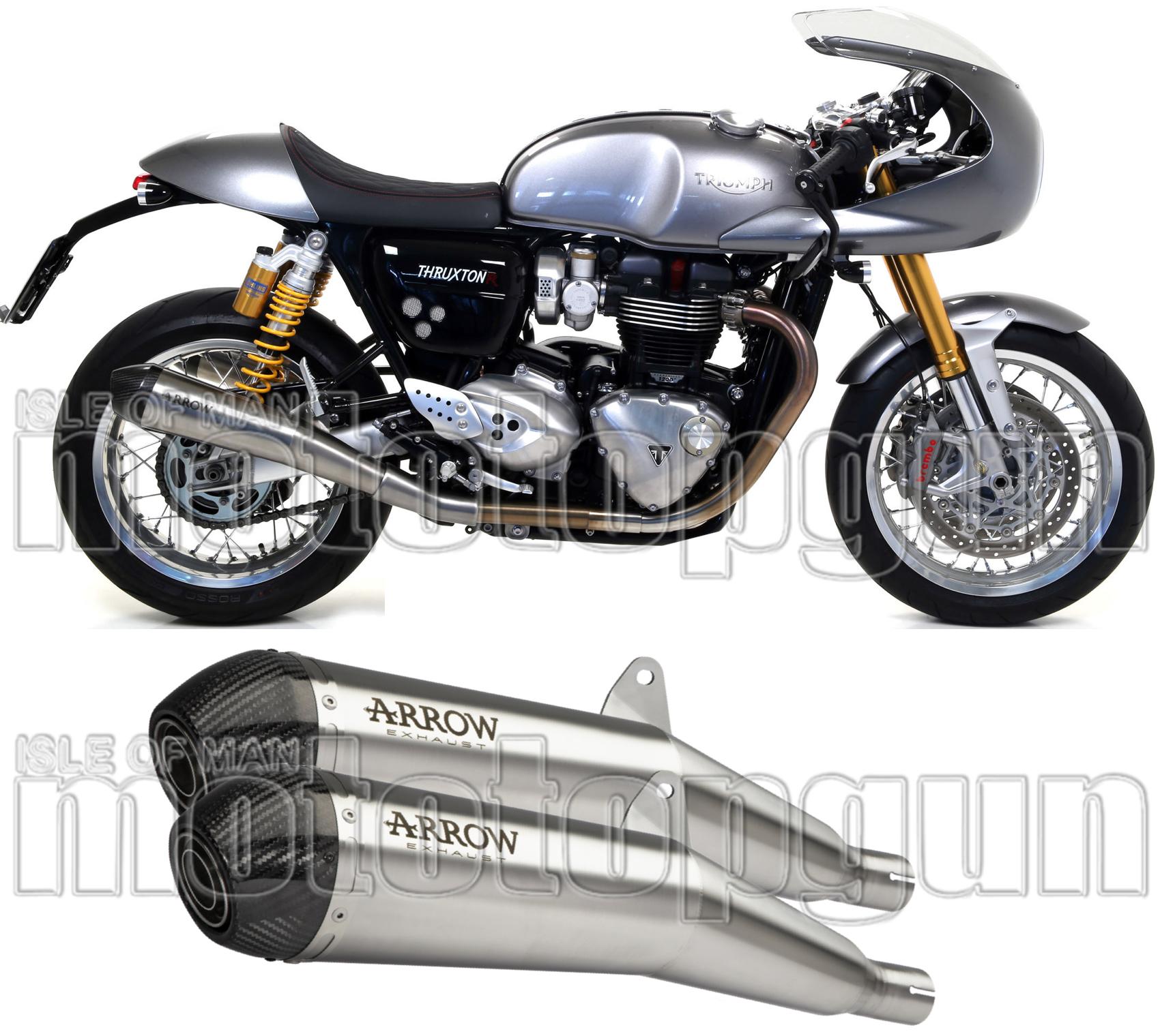 Dual Exhaust System With Sound Certification Pro-Racing Nichrom Carbon - Arrow Special Parts Compatible With Triumph Thruxton 1200 Rs (2020-2023)
