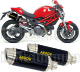 Escape Doble Con Homologación Acústica Thunder Aluminio Negro Acero - Arrow Special Parts Compatible Con Ducati Monster 696 (2008-2014)