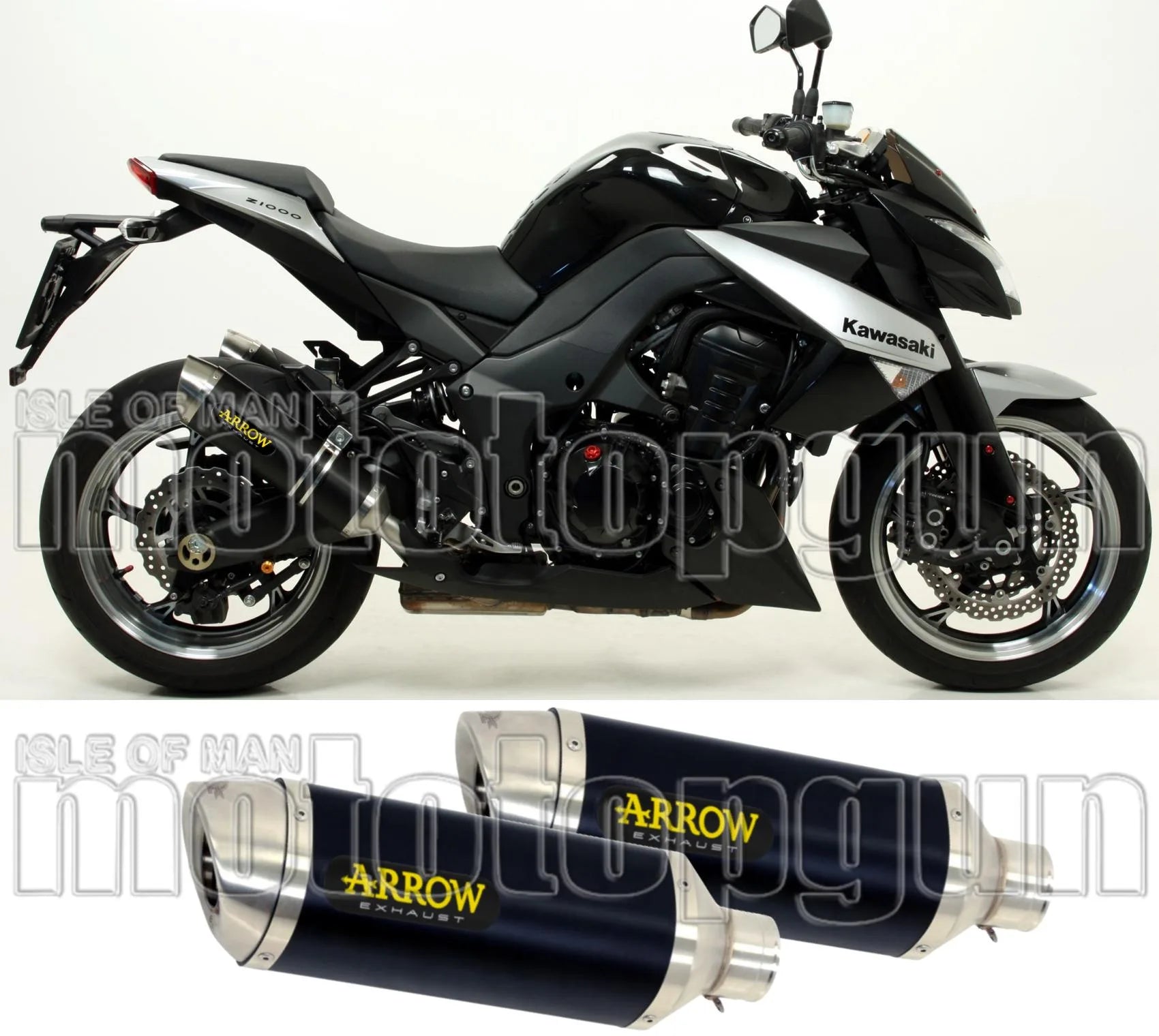 Escape Doble Con Homologación Acústica Thunder Aluminio Negro Acero - Arrow Special Parts Compatible Con Kawasaki Z 1000 (2017-2020)