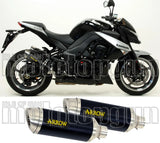 Escape Doble Con Homologación Acústica Thunder Aluminio Negro Acero - Arrow Special Parts Compatible Con Kawasaki Z 1000 (2014-2016)