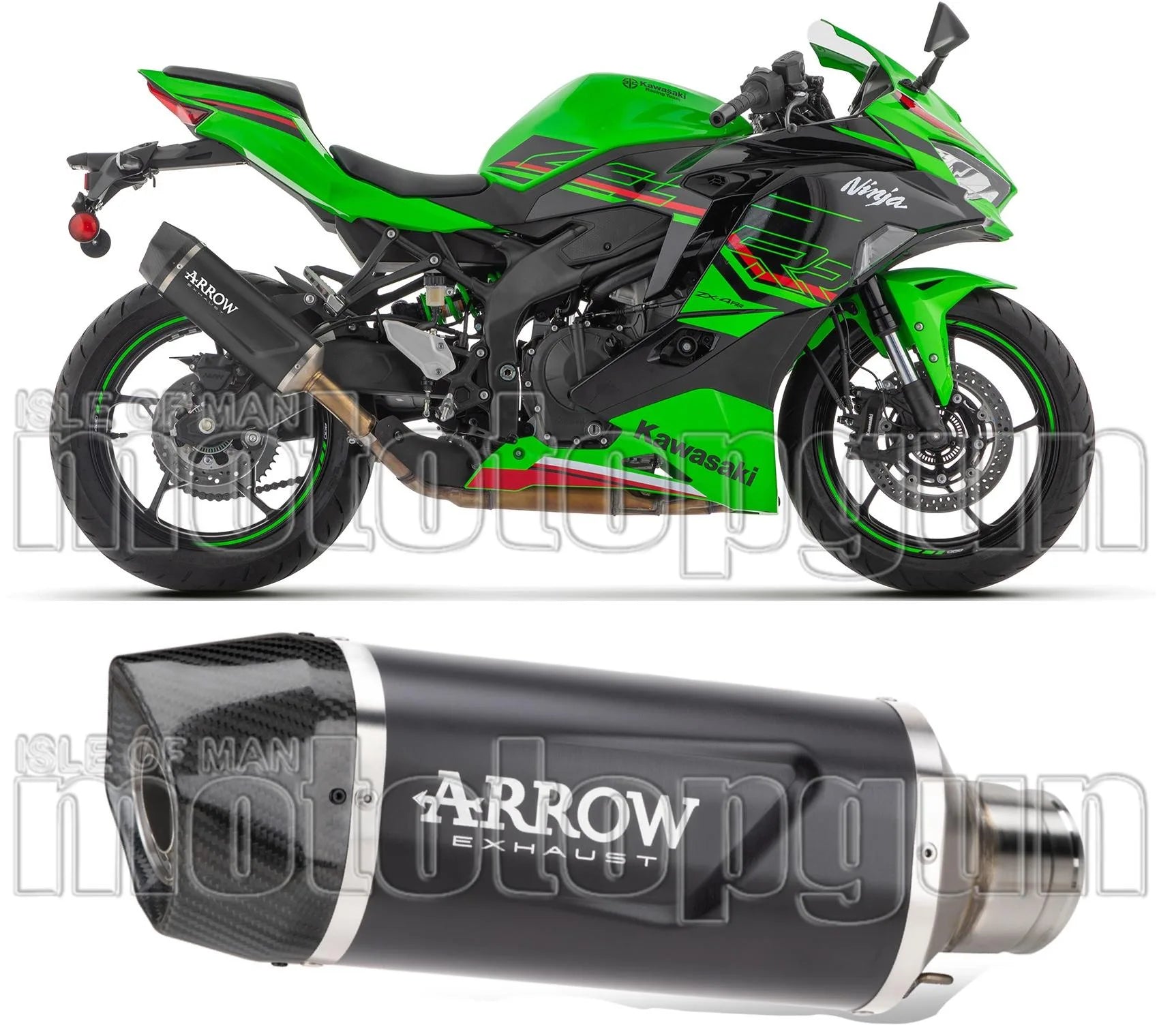 Tubo De Escape Con Homologación Acústica Indy-Race Evo Aluminio Negro Carbono - Arrow Special Parts Compatible Con Kawasaki Zx 4R (2024-2026)