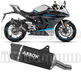 Tubo De Escape Con Homologación Acústica Indy-Race Evo Aluminio Negro Fondo Carby - Arrow Special Parts Compatible Con Cfmoto 450 Sr (2025-2026)