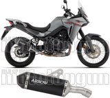 Tubo De Escape Con Homologación Acústica Explorer Aluminio Negro Fondo Carby - Arrow Special Parts Compatible Con Honda Xl 750 Transalp (2023-2024)