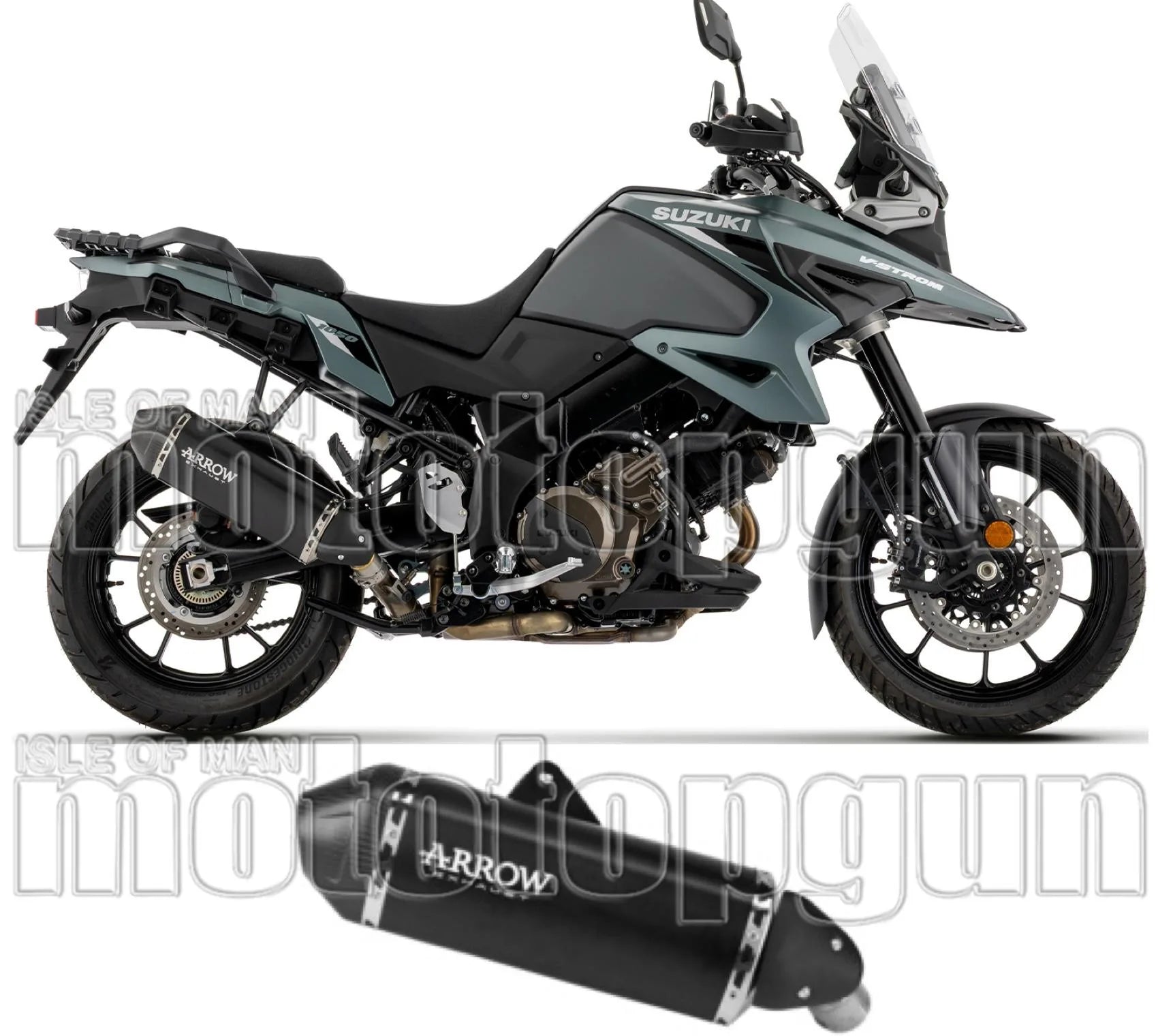 Tubo De Escape Con Homologación Acústica Explorer Aluminio Negro Fondo Carby - Arrow Special Parts Compatible Con Suzuki V-Strom 1050 (2025-2026)