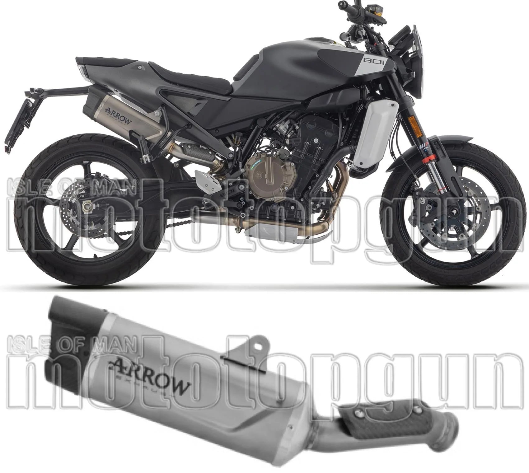 Tubo De Escape Con Homologación Acústica Indy-Race Evo Titanio Carbono - Arrow Special Parts Compatible Con Husqvarna Svartpilen 801 (2024-2025)