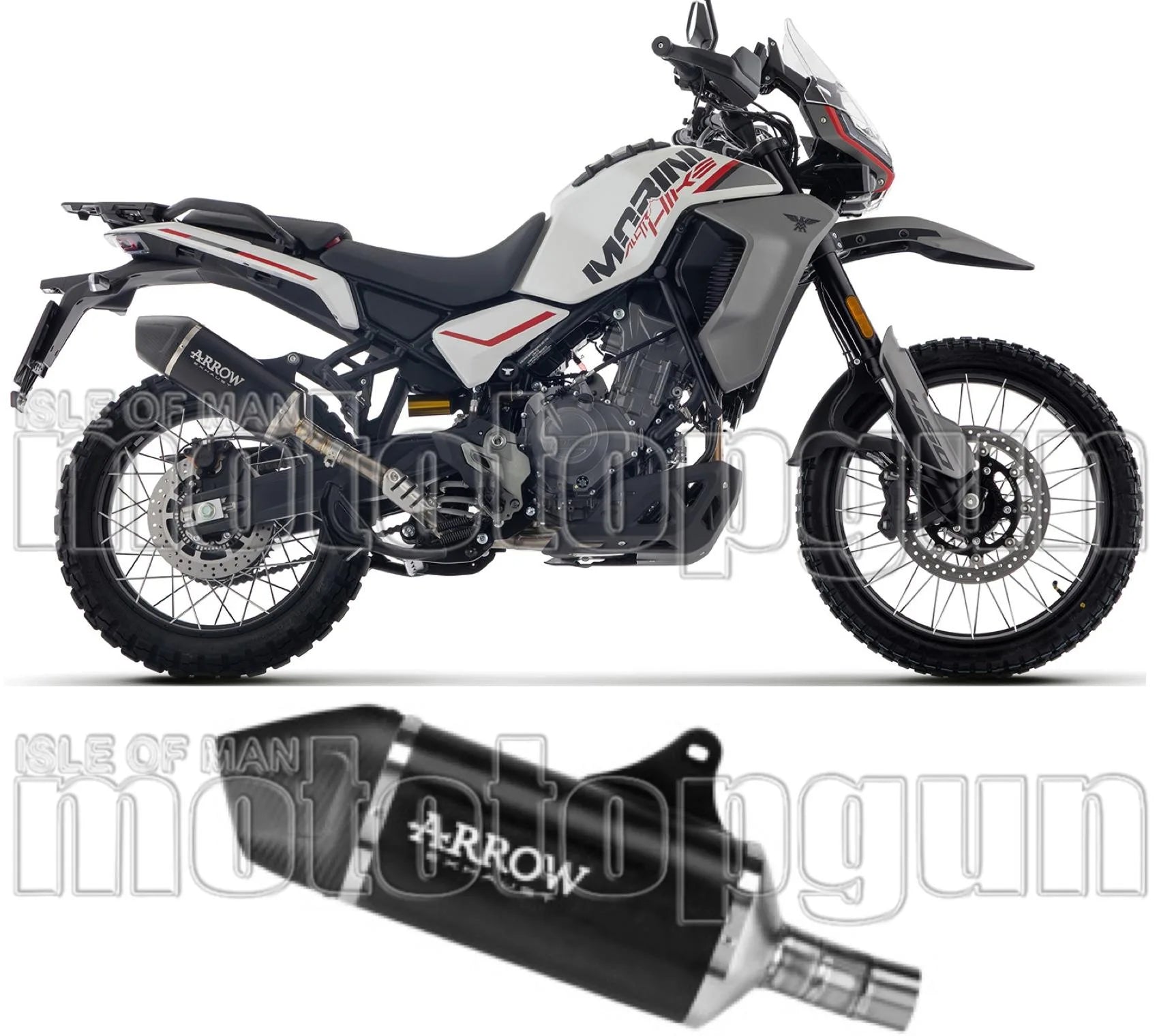 Tubo De Escape Con Homologación Acústica Indy-Race Aluminio Negro Fondo Carby - Arrow Special Parts Compatible Con Moto Morini Allthrike 450 (2025-2026)