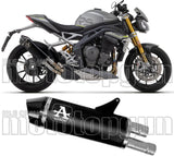 Tubo De Escape Con Homologación Acústica Race-Tech Titanio Negro Carbono - Arrow Special Parts Compatible Con Triumph Speed Triple 1200 Rs (2021-2024)