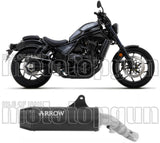 Tubo De Escape Con Homologación Acústica Rebel Aluminio Negro Carbono - Arrow Special Parts Compatible Con Honda Cmx 1100 Rebel (2021-2024)