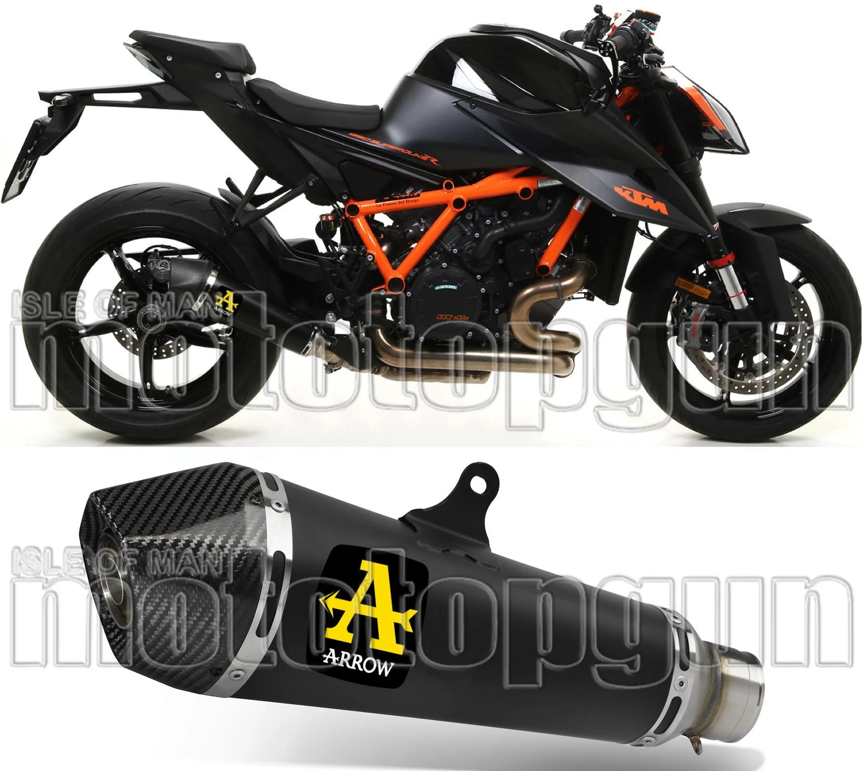Tubo De Escape Con Homologación Acústica X-Kone Nichrom Negro Carbono - Arrow Special Parts Compatible Con Ktm 1290 Superduke R (2020-2023)