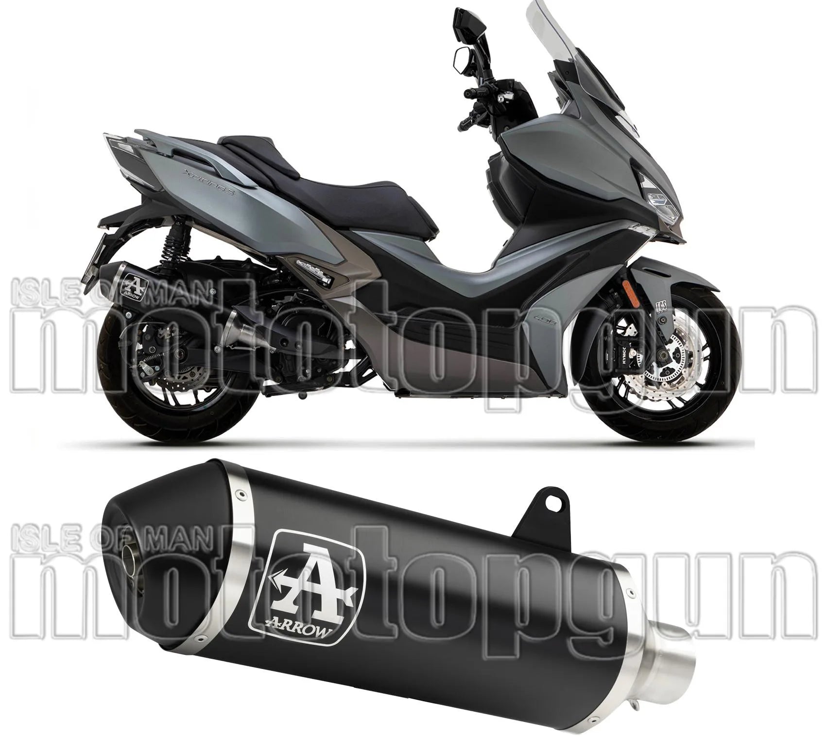 Tubo De Escape Con Homologación Acústica Urban Aluminio Negro Aluminio Negro - Arrow Special Parts Compatible Con Kymco Xciting 400 I S (2021-2024)