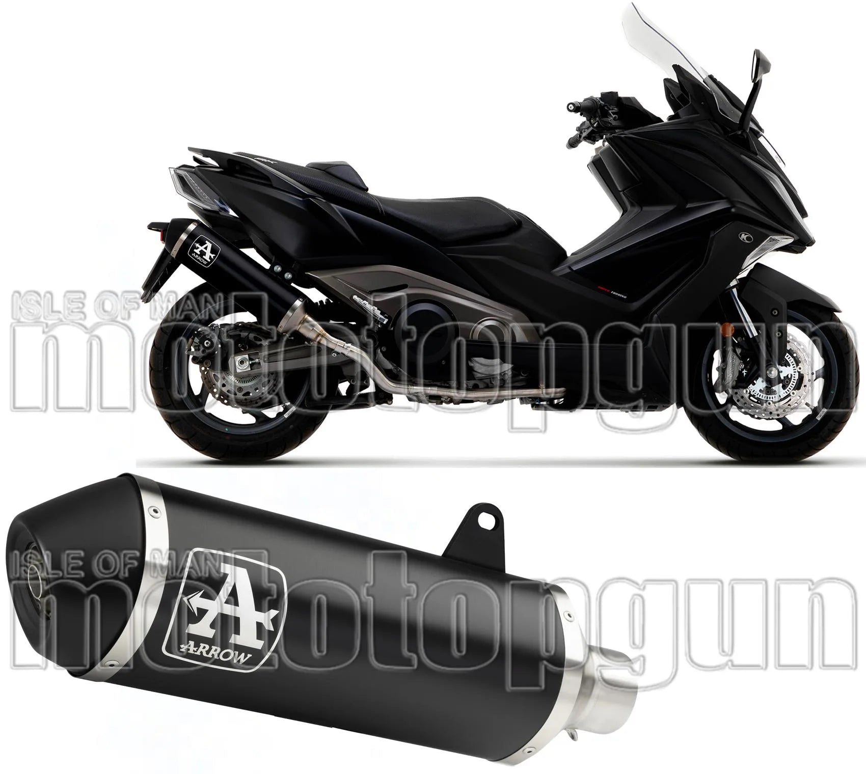 Tubo De Escape Con Homologación Acústica Urban Aluminio Negro Acero - Arrow Special Parts Compatible Con Kymco Ak 550 (2021-2026)