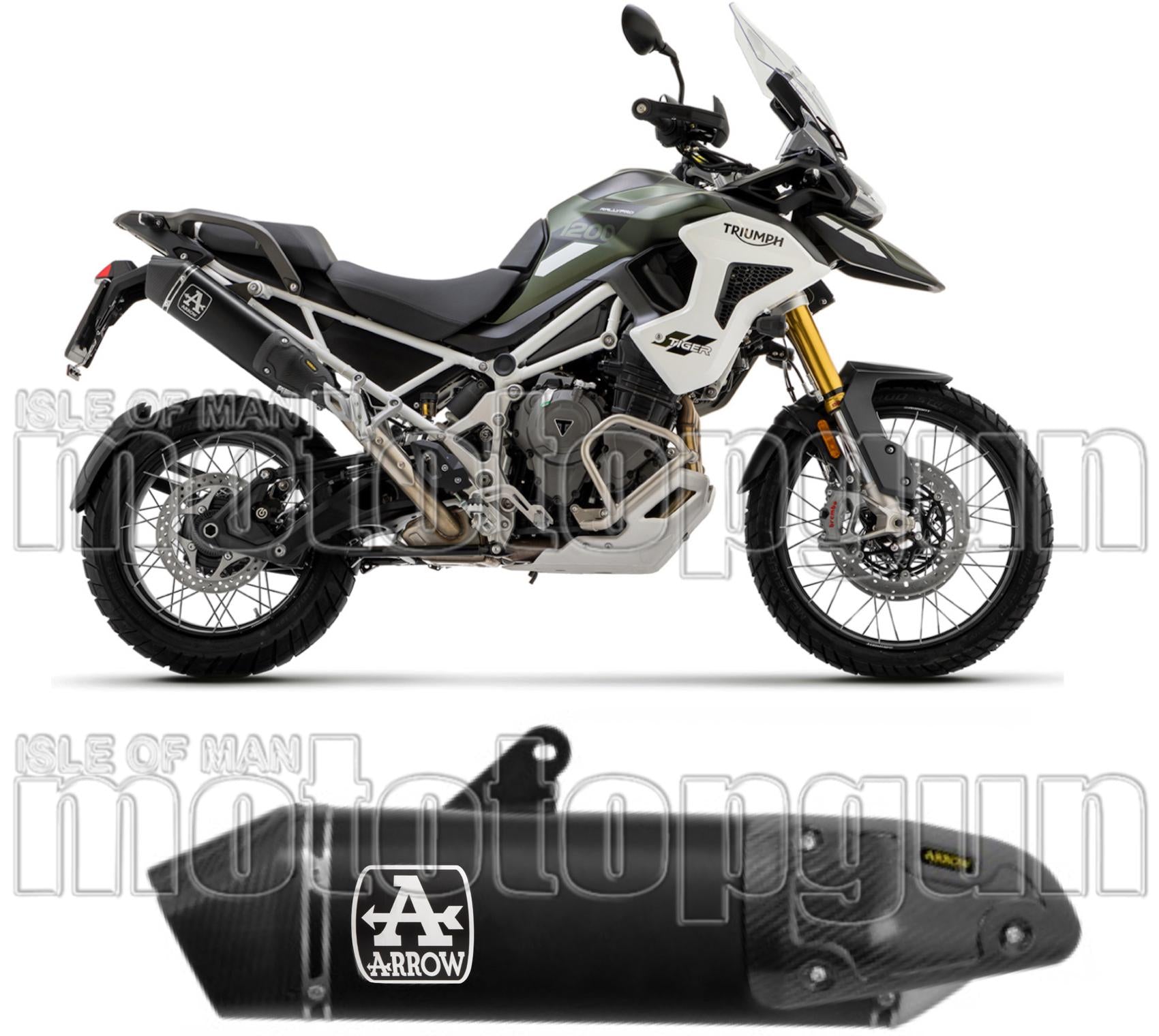 Exhaust Tip With Noise Certification Veloce Black Aluminium Carbon - Arrow Special Parts Compatible With Triumph Tiger 1200 (2022-2024)