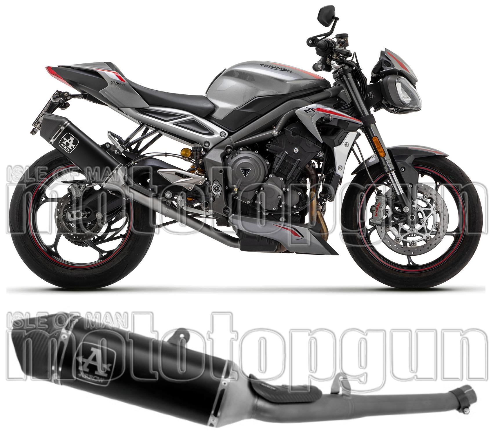 Exhaust Tip With Noise Certification Veloce Aluminium Carbon - Arrow Special Parts Compatible With Triumph Street Triple 765 (2020-2022)