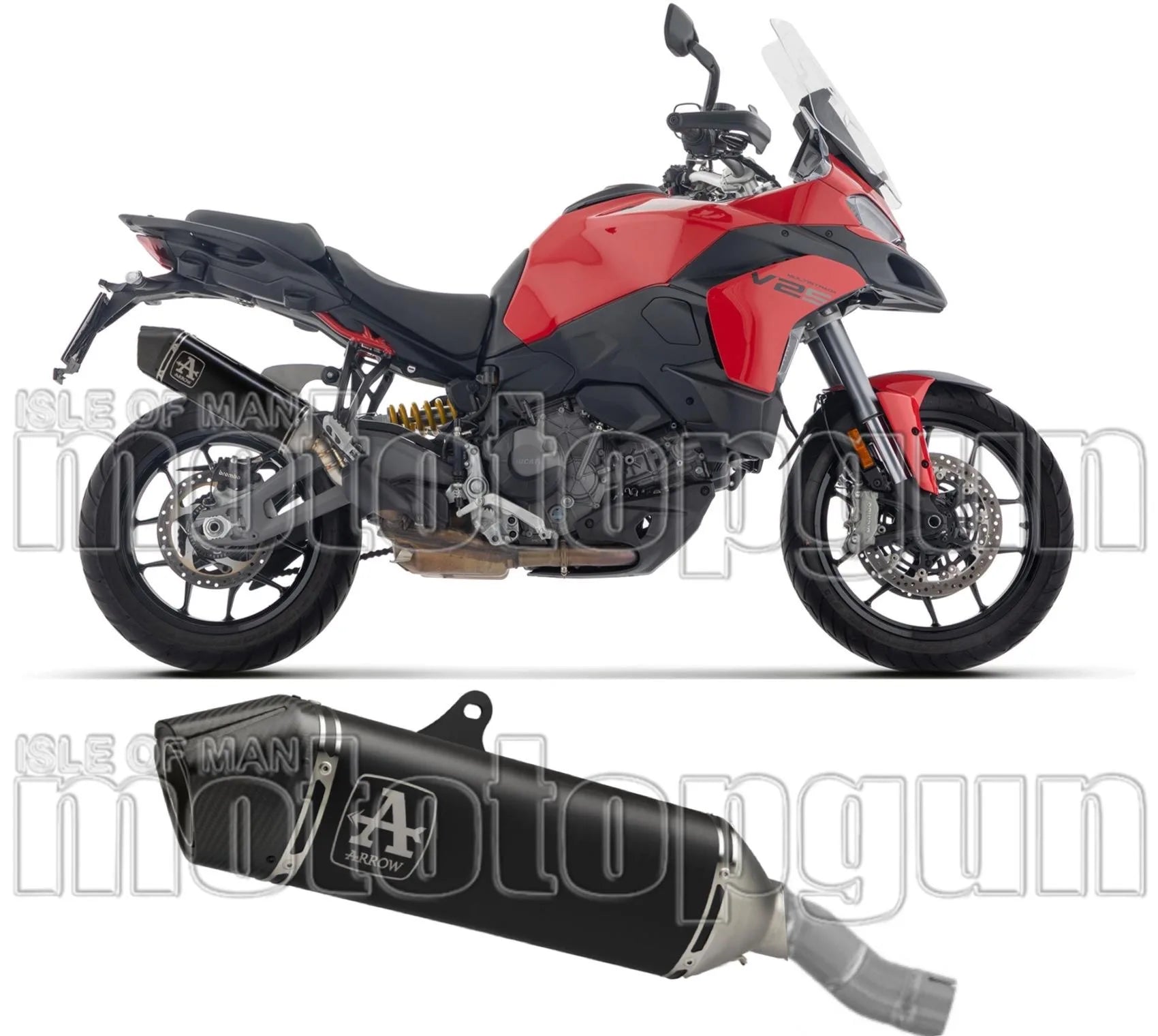 Tubo De Escape Con Homologación Acústica Veloce Titanio Negro Fondo Carby - Arrow Special Parts Compatible Con Ducati Multistrada V2 - S (2025)
