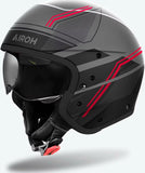 Casco Urban Para Moto Airoh J 110 - J1S55 Composite Carbon Rojo Mate Slim Talla S