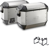 Side Cases Kms36Apack2 + Side Cases Holder K'Mission Aluminium - Kappa Moto Compatible With Triumph Tiger 800 Xc - Xr (2011-2017)