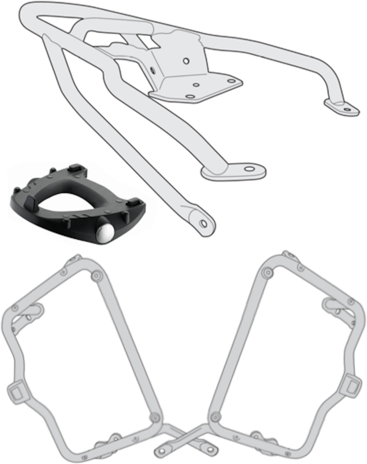 Rear-Rack Monokey + Side-Case Holder Monokey - Kappa Moto Compatible With Triumph Bonneville T100 (2017-2022)