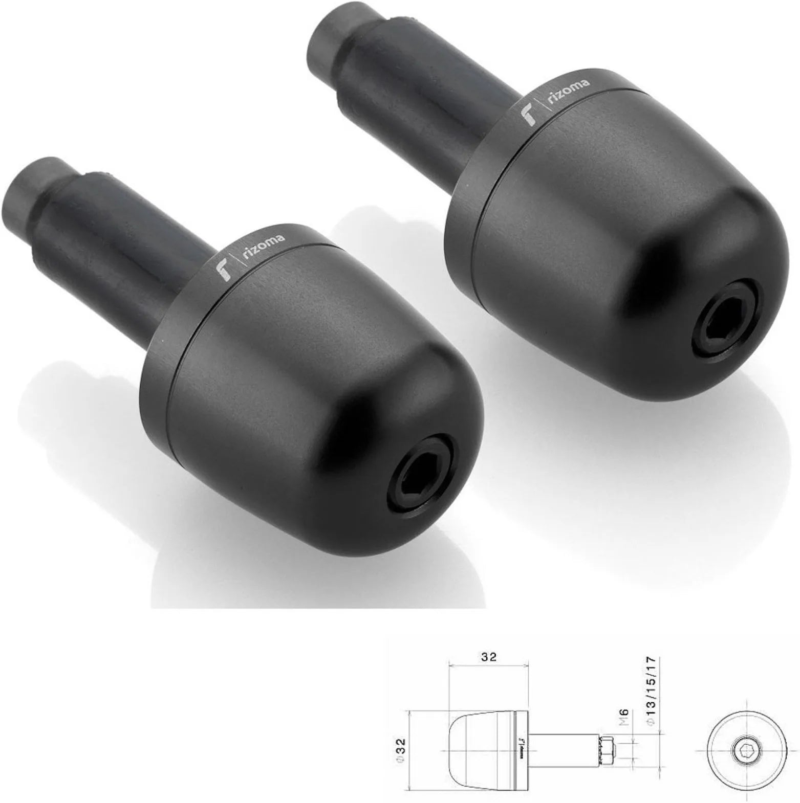 Pareja Contrapesos Manillar Ma302B - Rizoma Compatible Con Suzuki V-Strom 650 Xt Abs (2017-2019)