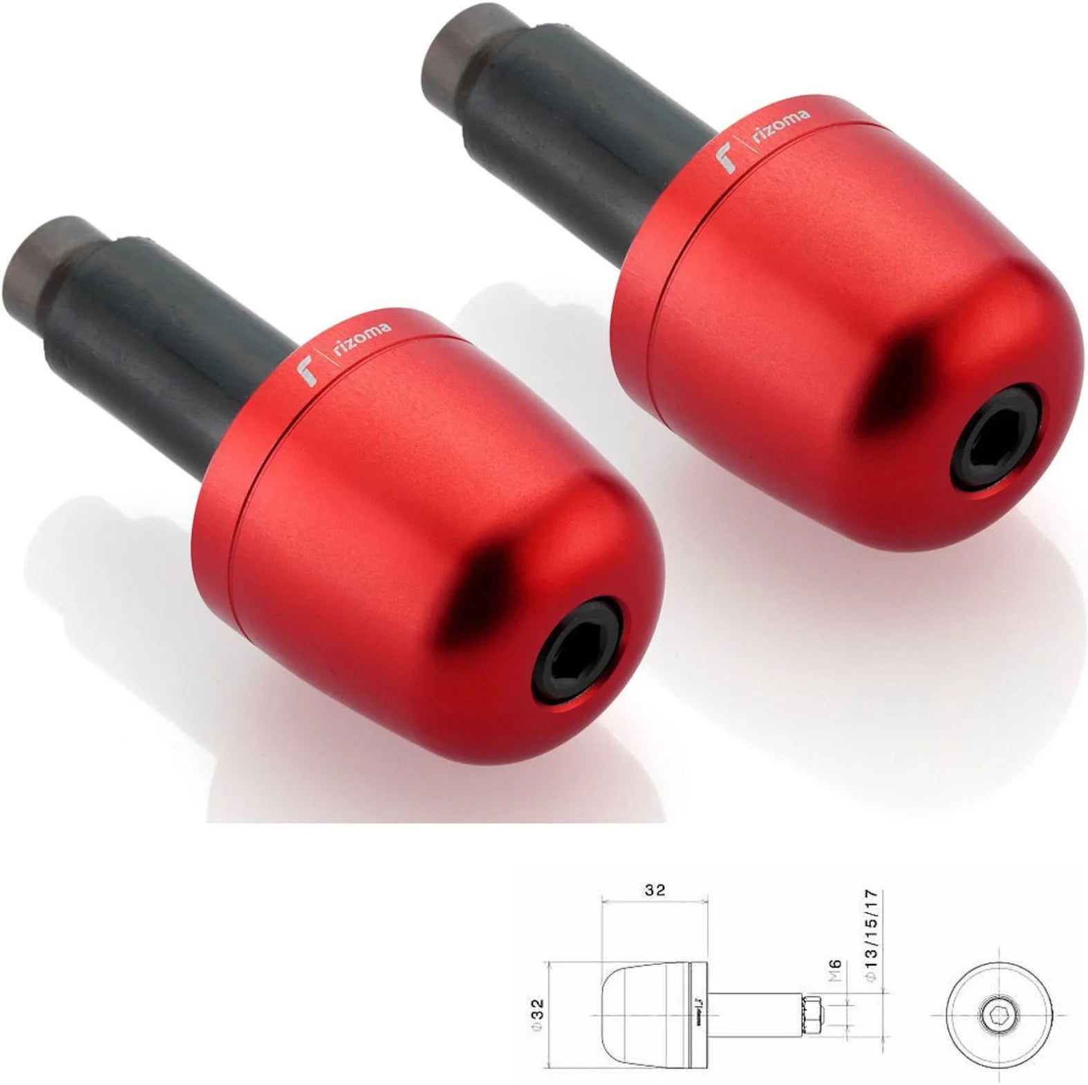 Pareja Contrapesos Manillar Ma302R - Rizoma Compatible Con Suzuki Gsr 750 (2010-2015)
