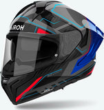 Casco Integral Para Moto Airoh Matryx - Mxrk18 Composite Carbon Azul Rojo Gloss Rocket Talla L