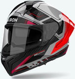 Casco Integral Para Moto Airoh Matryx - Mxrk55 Composite Carbon Rojo Gloss Rocket Talla Xs