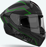 Casco Integral Para Moto Airoh Matryx - Mxse33 Composite Carbon Verde Mate Sentinel Talla Xl