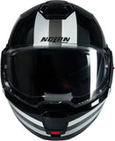 Flip-Up Travelling Motorcycle Helmet Nolan N120-1 Black / White / Silver Lineo 348 Size Xxs
