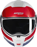 Flip-Up Travelling Motorcycle Helmet Nolan N90-3 White / Red / Blue Roboto 345 Size Xs
