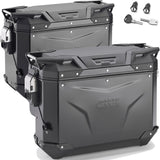 Monokey Cam-Side Trekker Outback Evo Smart Black Aluminium Side Cases + Locks - 70 Lt Trekker Outback Evo Smart Aluminium - Givi Compatible With Suzuki V-Strom 1050 De (2023)