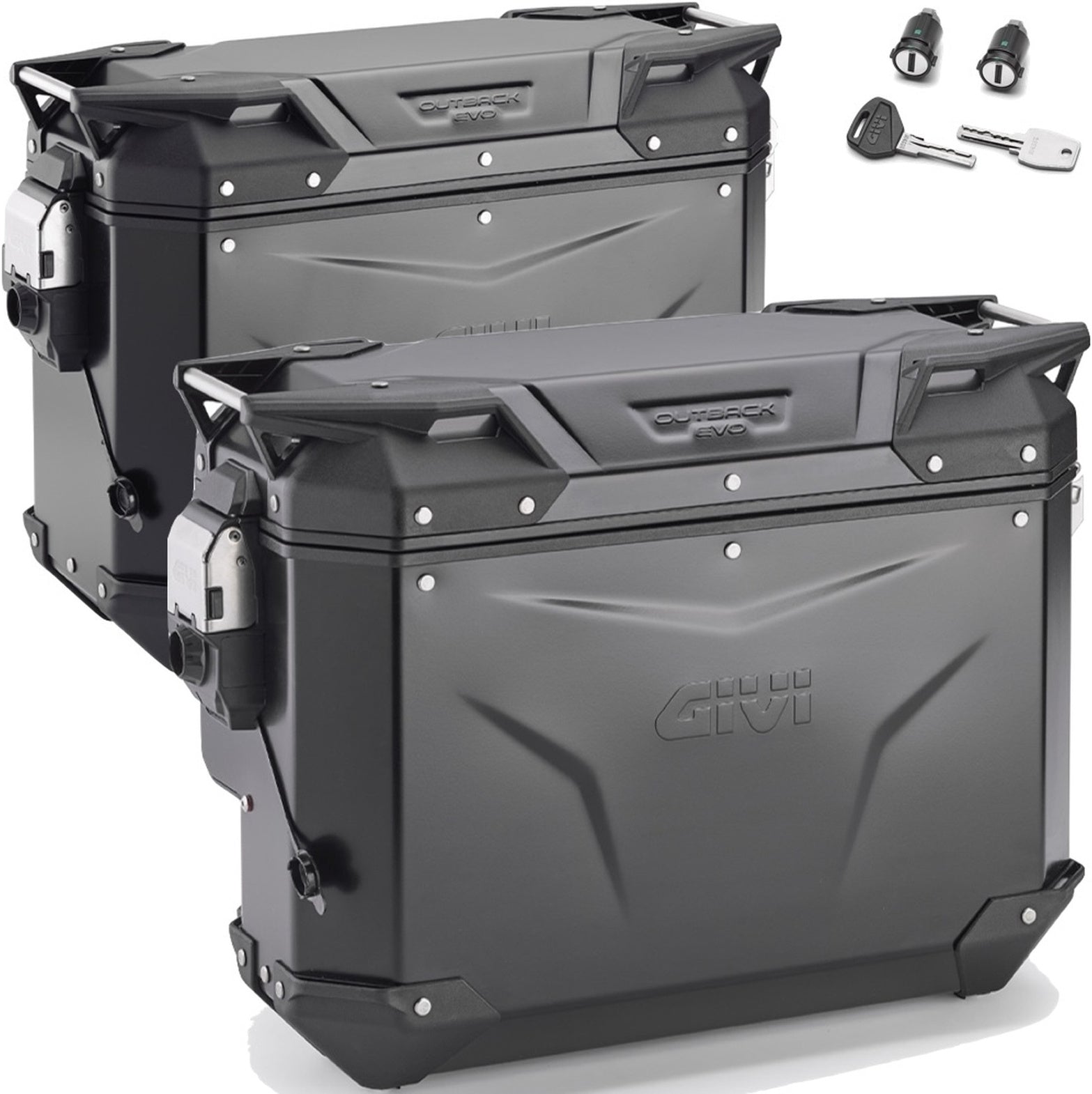 Monokey Cam-Side Trekker Outback Evo Smart Black Aluminium Side Cases + Locks - 70 Lt Trekker Outback Evo Smart Aluminium - Givi Compatible With Moto Guzzi Stelvio 1000 (2024)