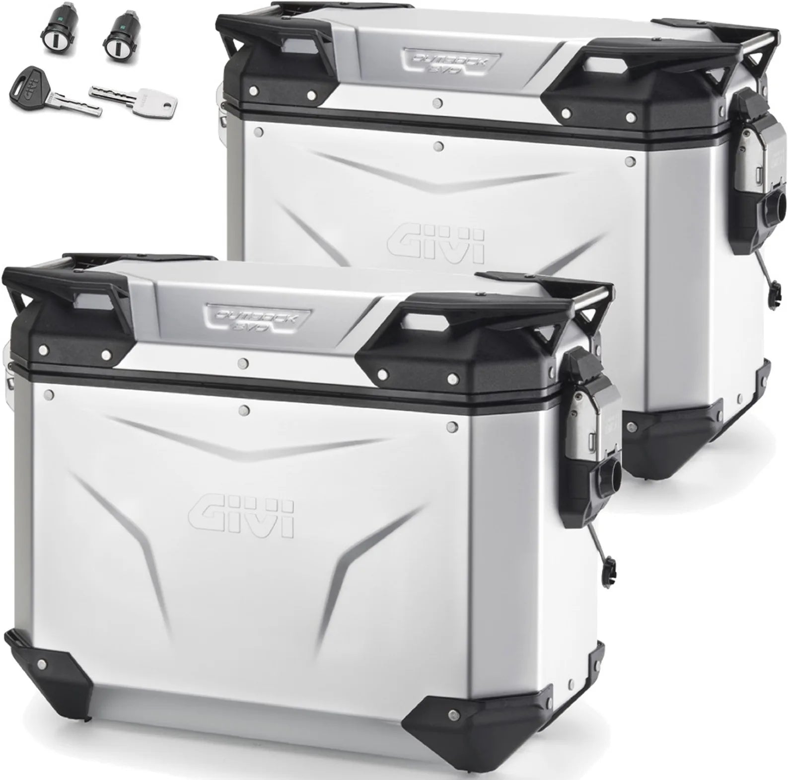 Maletas Laterales Monokey Cam-Side Trekker Outback Evo Smart Aluminio Anodizado + Cerradura 74 Lt Trekker Outback Evo Smart Aluminio Anodizado - Givi Compatible Con Suzuki Dl 650 V-Strom (2017-2024)