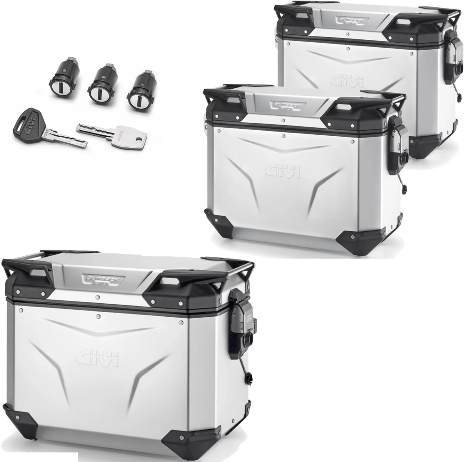 Baúl + Maletas Laterales Trekker Outback Evo Smart Aluminio Anodizado 116 Lt Trekker Outback Evo Smart Aluminio Anodizado - Givi Compatible Con Triumph Tiger 660 Sport (2022-2024)