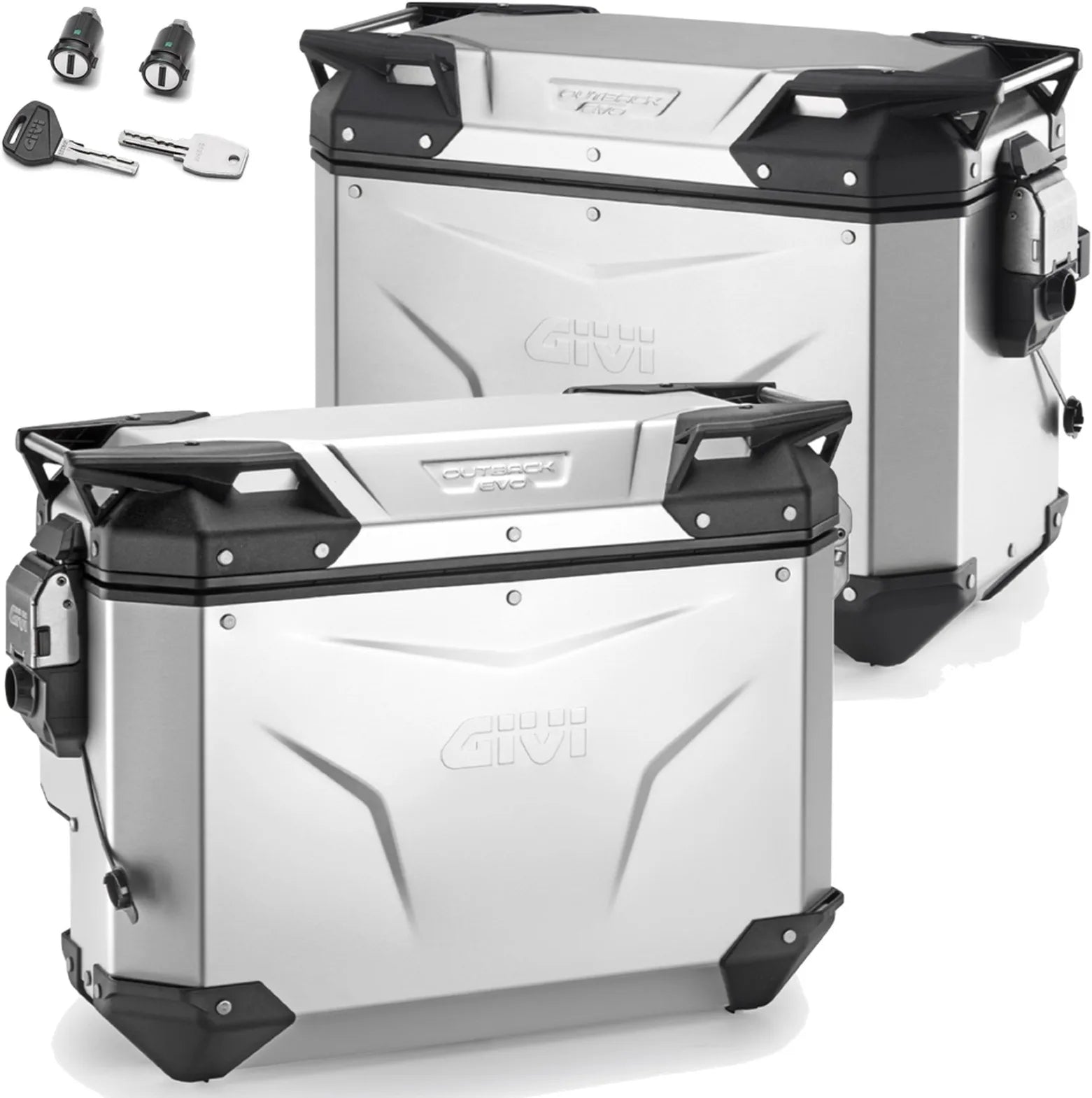 Maletas Laterales Monokey Cam-Side Trekker Outback Evo Smart Aluminio Anodizado + Cerradura 77 Lt Trekker Outback Evo Smart Aluminio Anodizado - Givi Compatible Con Ktm 890 Smt (2023-2024)