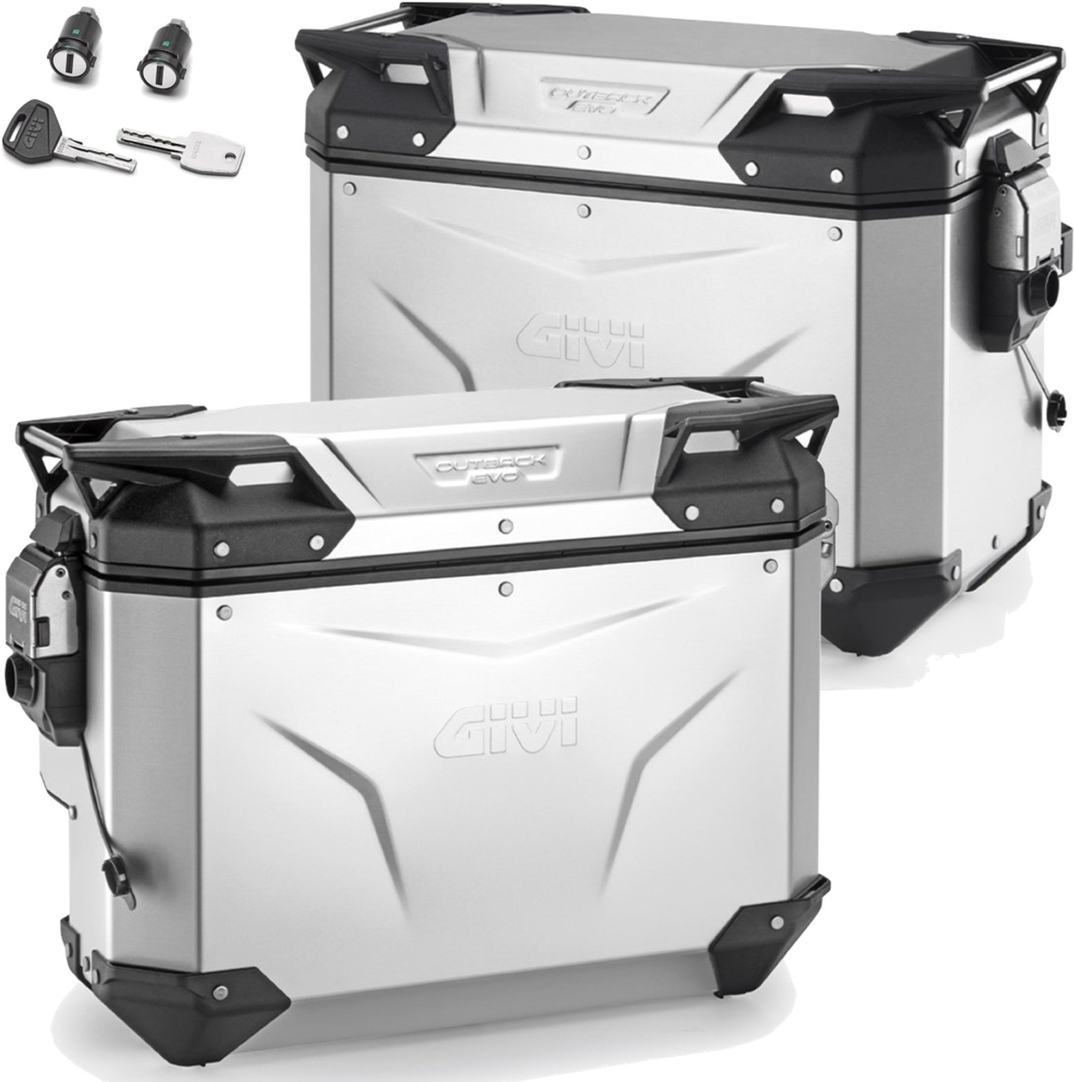 Monokey Cam-Side Trekker Outback Evo Smart Aluminium Side Cases + Locks - 77 Lt Trekker Outback Evo Smart Aluminium - Givi Compatible With Moto Guzzi Stelvio 1000 (2024)