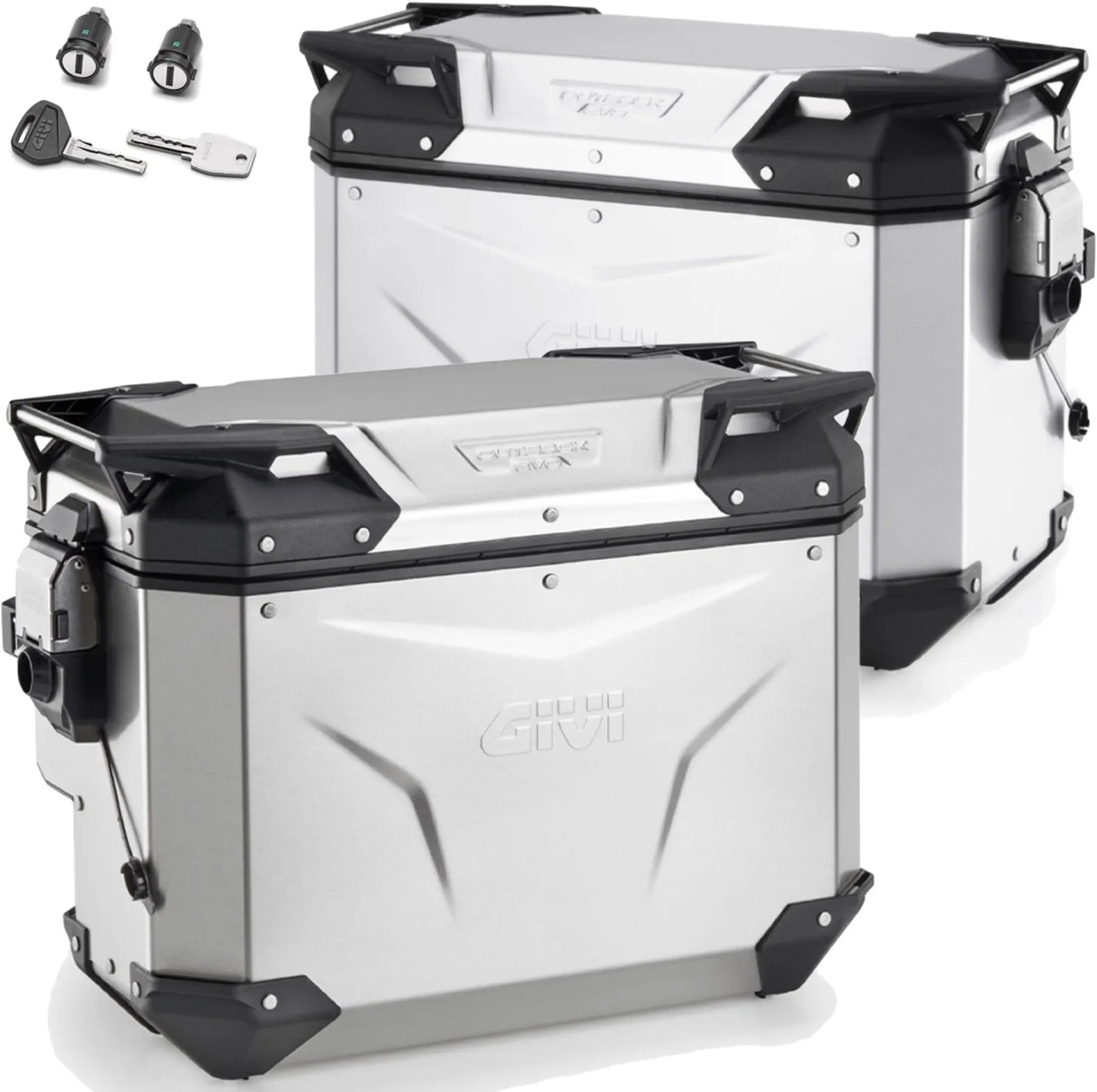 Maletas Laterales Monokey Cam-Side Trekker Outback Evo Smart Aluminio Anodizado + Cerradura 84 Lt Trekker Outback Evo Smart Aluminio Anodizado - Givi Compatible Con Ktm 1290 Super Adventure R (2017-2020)