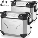 Monokey Cam-Side Trekker Outback Evo Smart Anodized Aluminium Side Cases + Locks - 88 Lt Trekker Outback Evo Smart Anodized Aluminium - Givi Compatible With Triumph Tiger 660 Sport (2022-2024)