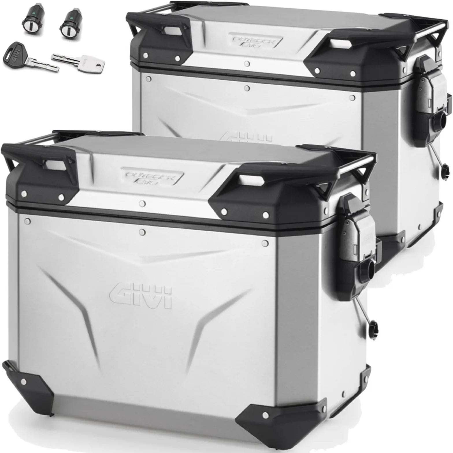 Maletas Laterales Monokey Cam-Side Trekker Outback Evo Smart Aluminio Anodizado + Cerradura 88 Lt Trekker Outback Evo Smart Aluminio Anodizado - Givi Compatible Con Suzuki V-Strom 1050 - Xt - Se (2020-2024)