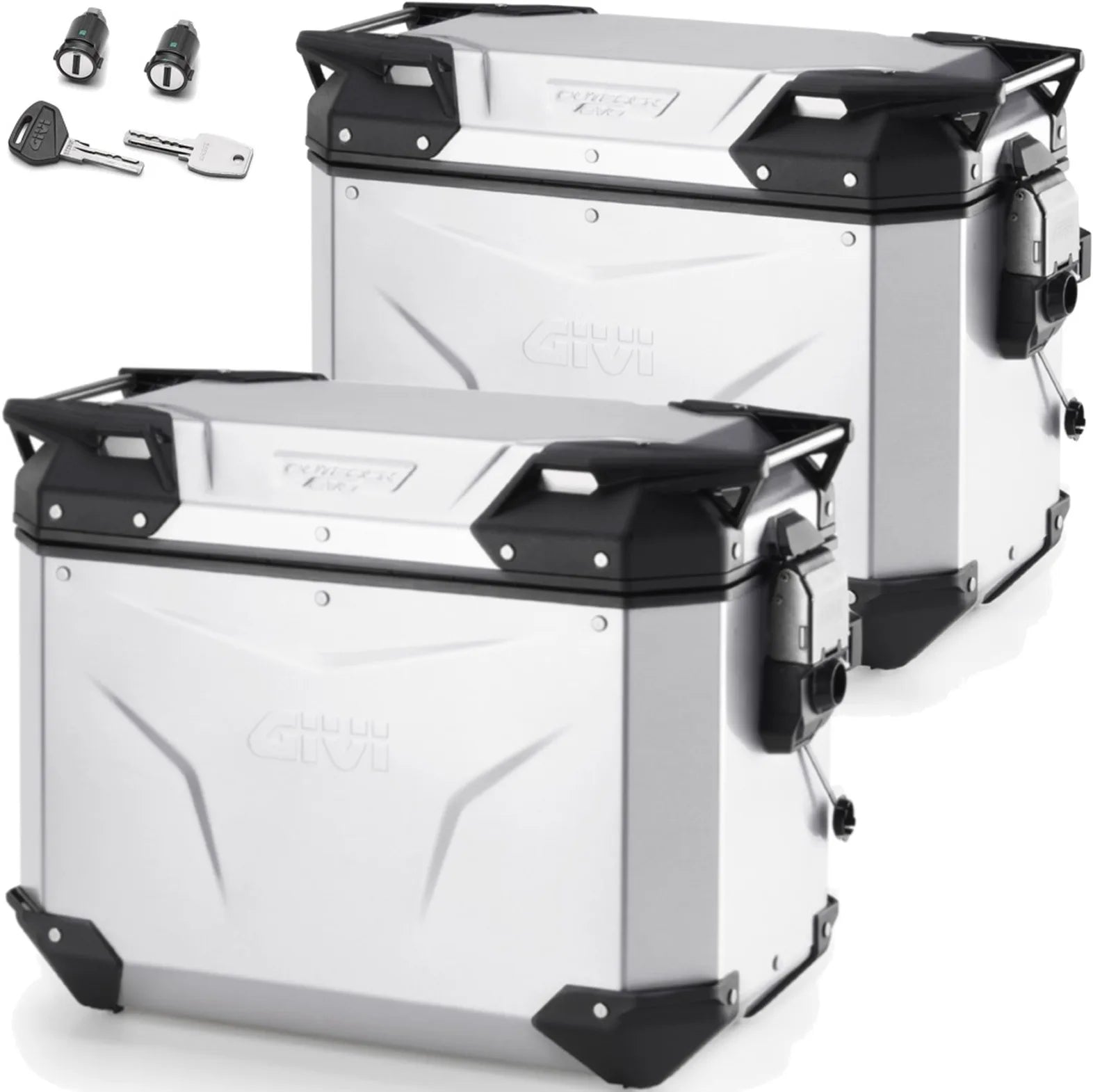 Maletas Laterales Monokey Cam-Side Trekker Outback Evo Smart Aluminio + Cerradura 88 Lt Trekker Outback Evo Smart Aluminio - Givi Compatible Con Suzuki Dl 1000 V-Strom (2017-2019)