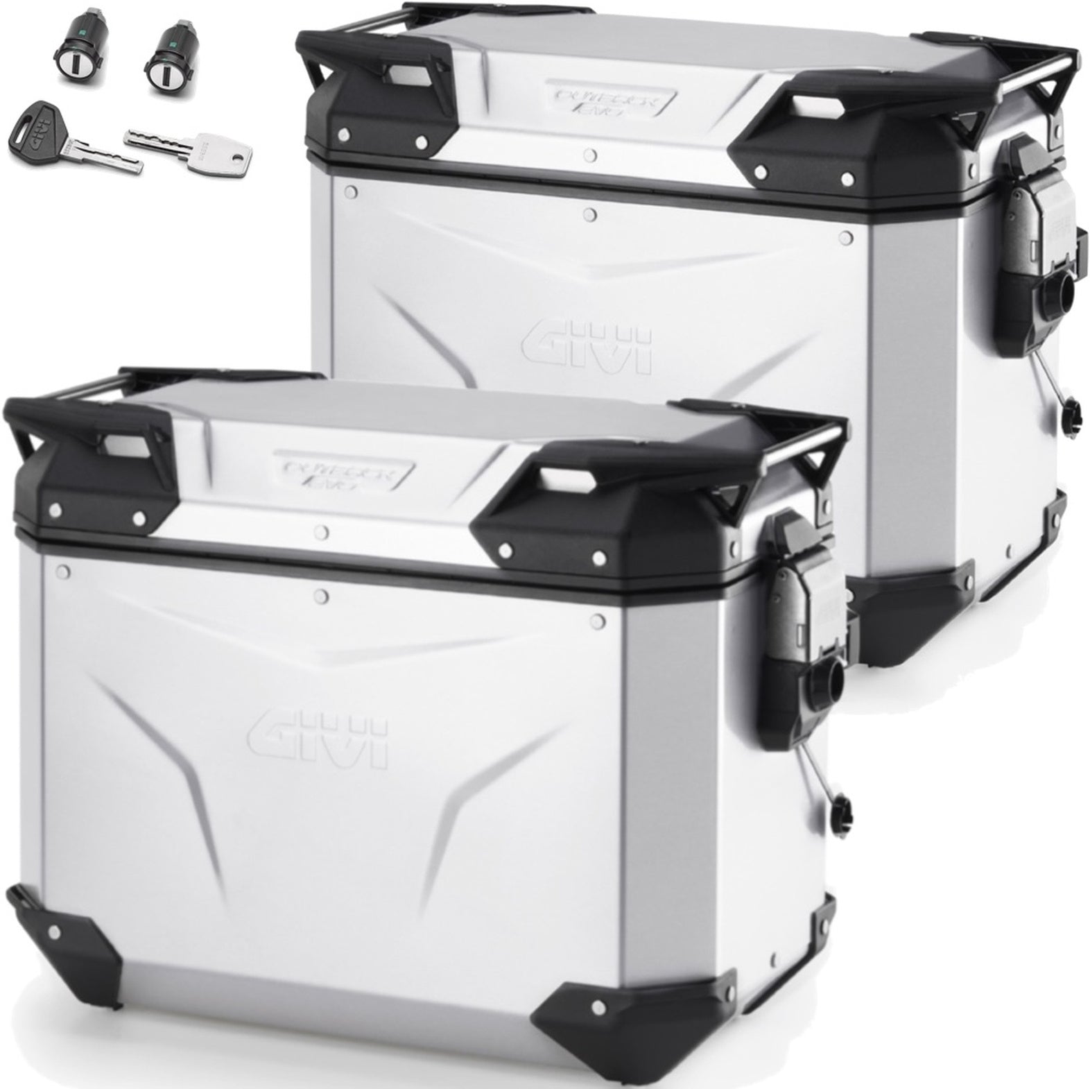Monokey Cam-Side Trekker Outback Evo Smart Aluminium Side Cases + Locks - 88 Lt Trekker Outback Evo Smart Aluminium - Givi Compatible With Moto Guzzi Stelvio 1000 (2024)