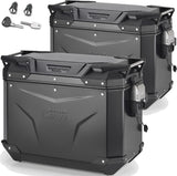 Monokey Cam-Side Trekker Outback Evo Smart Black Aluminium Side Cases + Locks - 88 Lt Trekker Outback Evo Smart Aluminium - Givi Compatible With Suzuki V-Strom 1050 - Xt - Se (2020-2024)