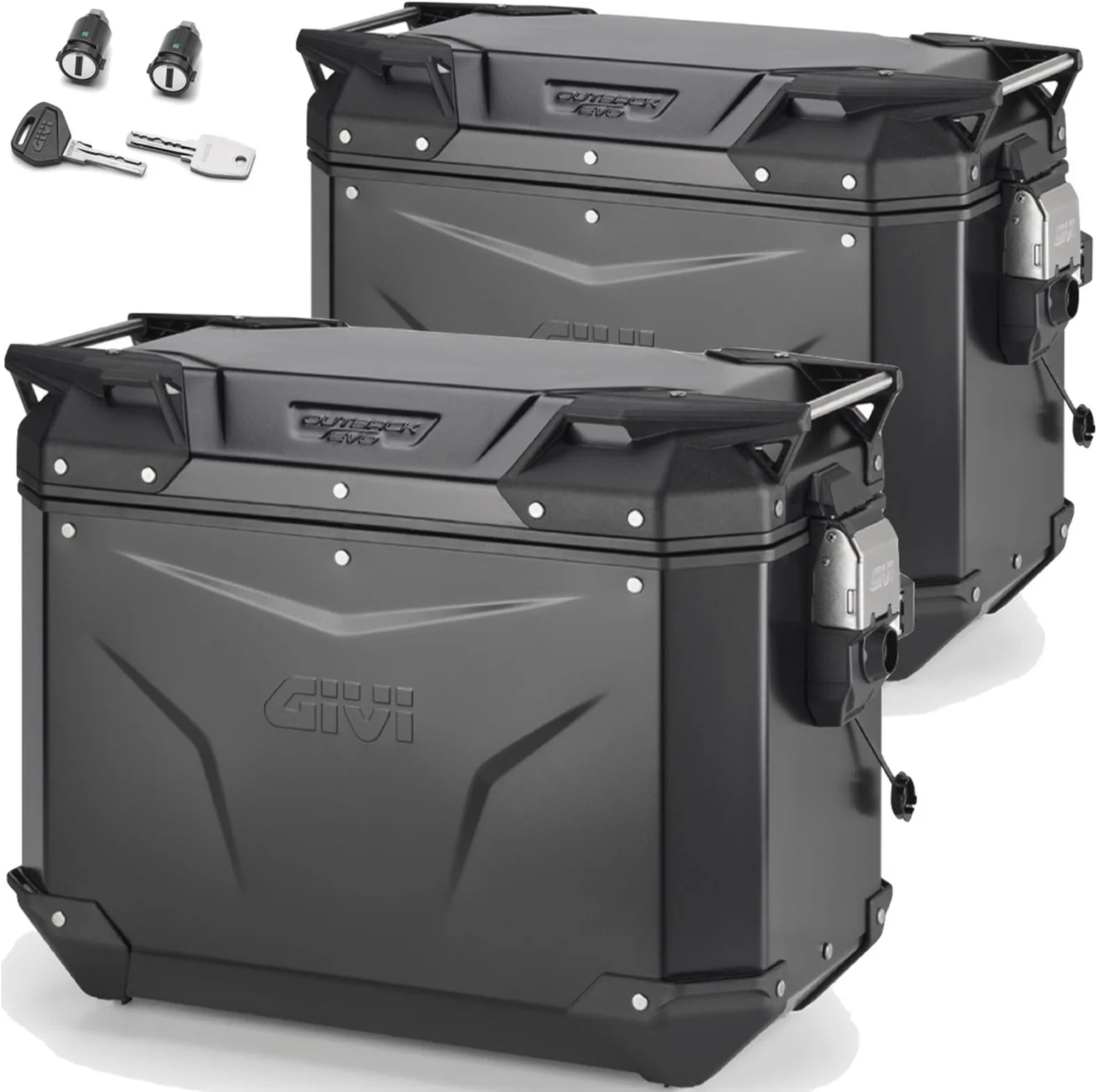 Maletas Laterales Monokey Cam-Side Trekker Outback Evo Smart Aluminio Negro + Cerradura 88 Lt Trekker Outback Evo Smart Aluminio - Givi Compatible Con Ktm 890 Smt (2023-2024)
