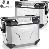 Monokey Cam-Side Trekker Outback Evo Smart Anodized Aluminium Side Cases + Locks - R Recessed 88 Lt Trekker Outback Evo Smart Anodized Aluminium - Givi Compatible With Suzuki V-Strom 800 De (2023-2024)