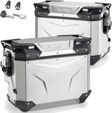 Maletas Laterales Monokey Cam-Side Trekker Outback Evo Smart Aluminio + Cerradura Dx Recortada 88 Lt Trekker Outback Evo Smart Aluminio - Givi Compatible Con Honda Crf 1100 L Africa Twin (2020-2023)