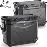 Maletas Laterales Monokey Cam-Side Trekker Outback Evo Smart Aluminio Negro + Cerradura Dx Recortada 88 Lt Trekker Outback Evo Smart Aluminio - Givi Compatible Con Bmw R 1200 Gs Adventure (2014-2018)