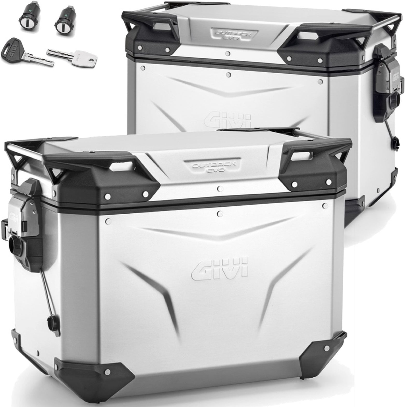 Monokey Cam-Side Trekker Outback Evo Smart Aluminium Side Cases + Locks - 96 Lt Trekker Outback Evo Smart Aluminium - Givi Compatible With Aprilia Tuareg 660 (2021-2024)