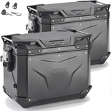 Monokey Cam-Side Trekker Outback Evo Smart Black Aluminium Side Cases + Locks - 96 Lt Trekker Outback Evo Smart Aluminium - Givi Compatible With Triumph Tiger 900 (2020-2023)