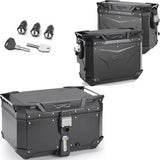 Baúl + Maletas Laterales Trekker Outback Evo Smart Aluminio Negro Dx Recortada 142 Lt Trekker Outback Evo Smart Aluminio - Givi Compatible Con Benelli Trk 702 X (2023-2024)
